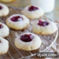 Cranberry Thumbprint Cookies on a cooling rack