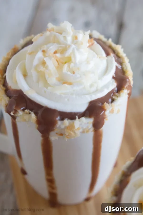 Creamy Cashew Coconut Hot Chocolate 4 A great way to liven up your hot chocolate: Cashew Coconut Hot Chocolate with toasted coconut garnish