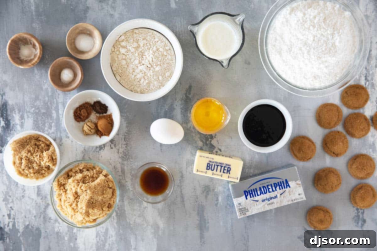 Warm Spiced Gingerbread Treats 3 Ingredients laid out for making Gingerbread Cupcakes.