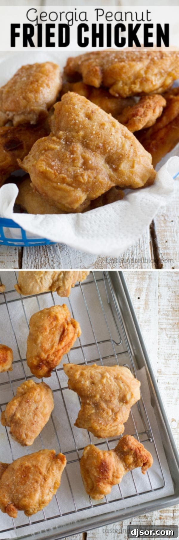 Georgia Peanut Fried Chicken: A Mad Delicious Deep Dive 7 Chicken thighs are coated in a thin powdered peanut butter and flour coating in this Georgia Peanut Fried Chicken that is not your typical fried chicken recipe!