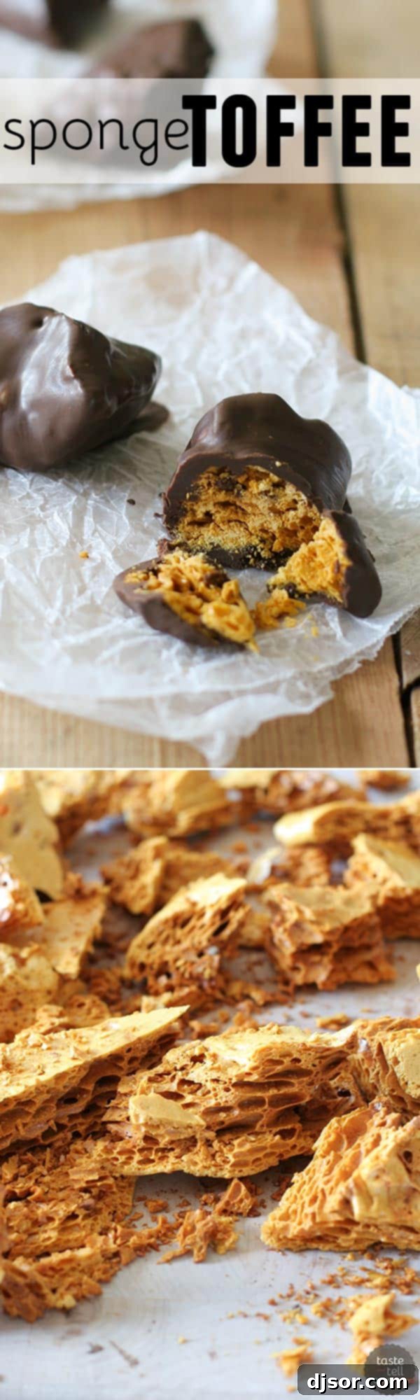 You only need 4 ingredients to make this crunch toffee that is covered in chocolate. This Sponge Toffee has a light, rigid, sponge-like texture that melts in your mouth.