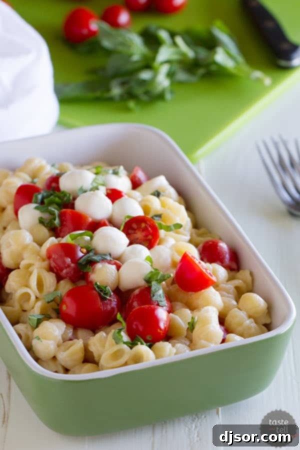 Caprese Comfort Mac 2 Delicious and easy Caprese Mac and Cheese recipe for a quick family meal.