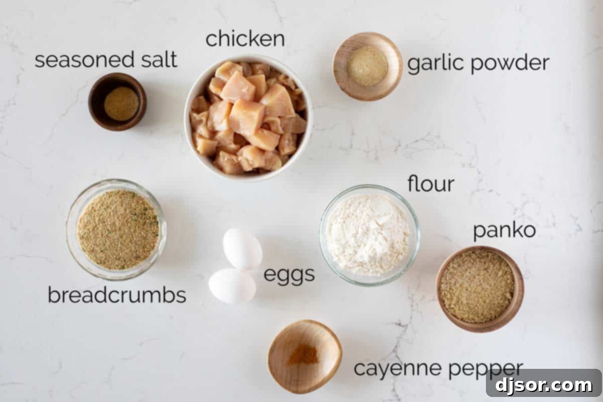 ingredients for Homemade Chicken Nuggets laid out