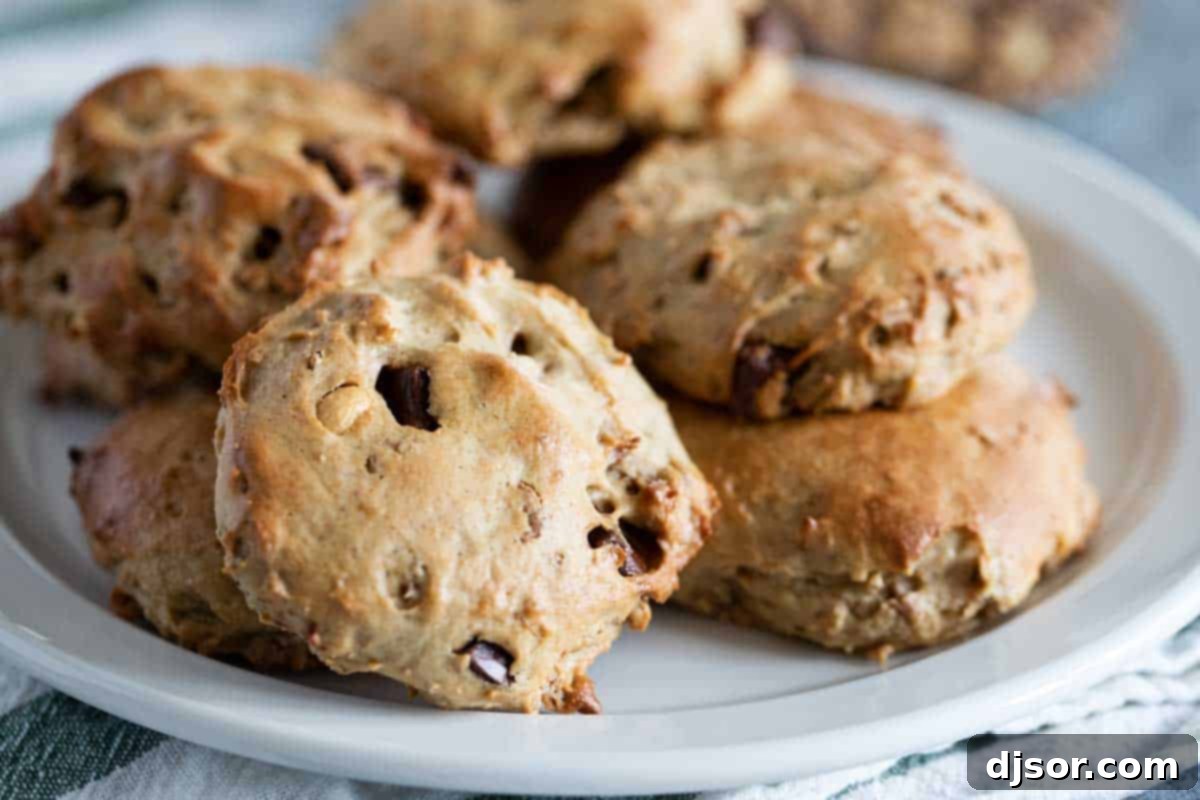 plate with Breakfast Cookies with Peanut Butter and Chocolate