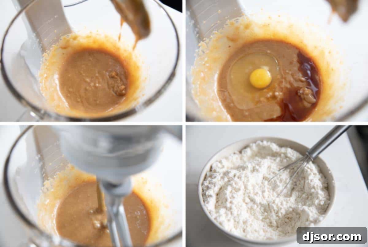 making dough for breakfast cookies with peanut butter and chocolate