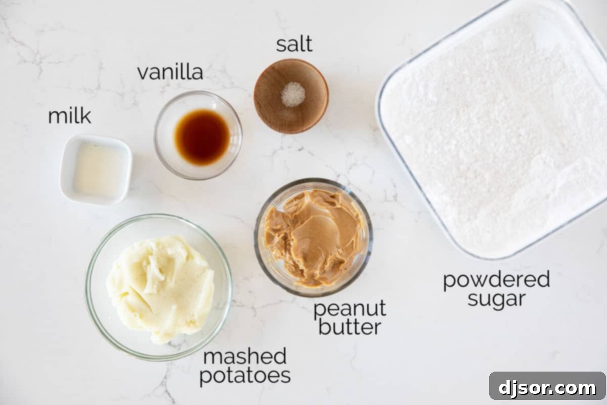Ingredients to make Potato Candy.