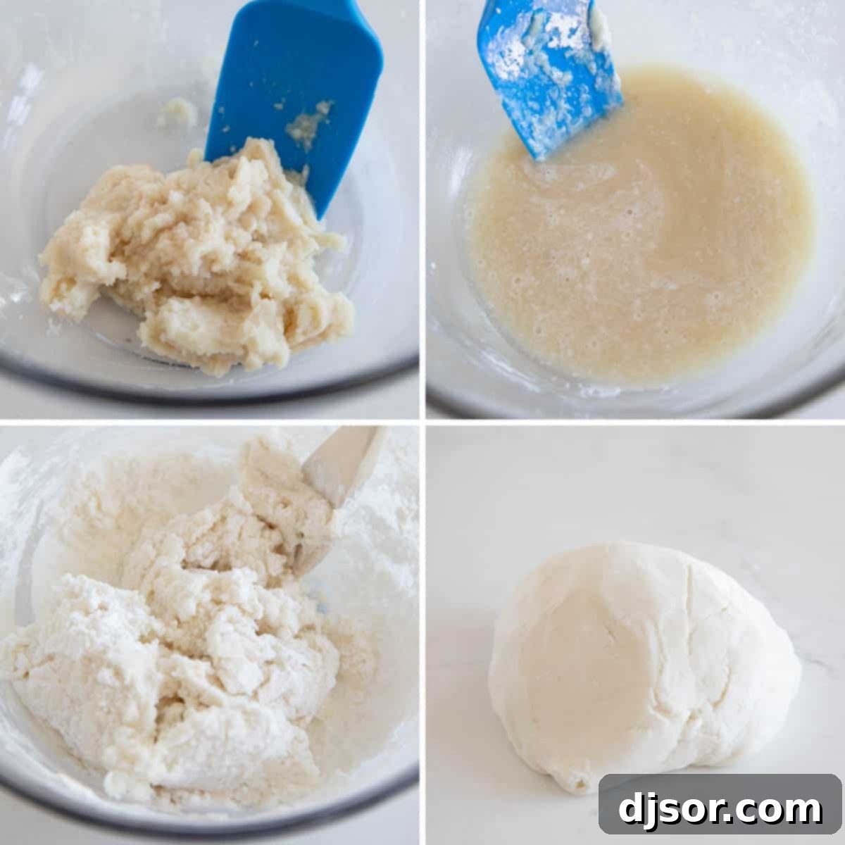 Steps to make potato candy dough.