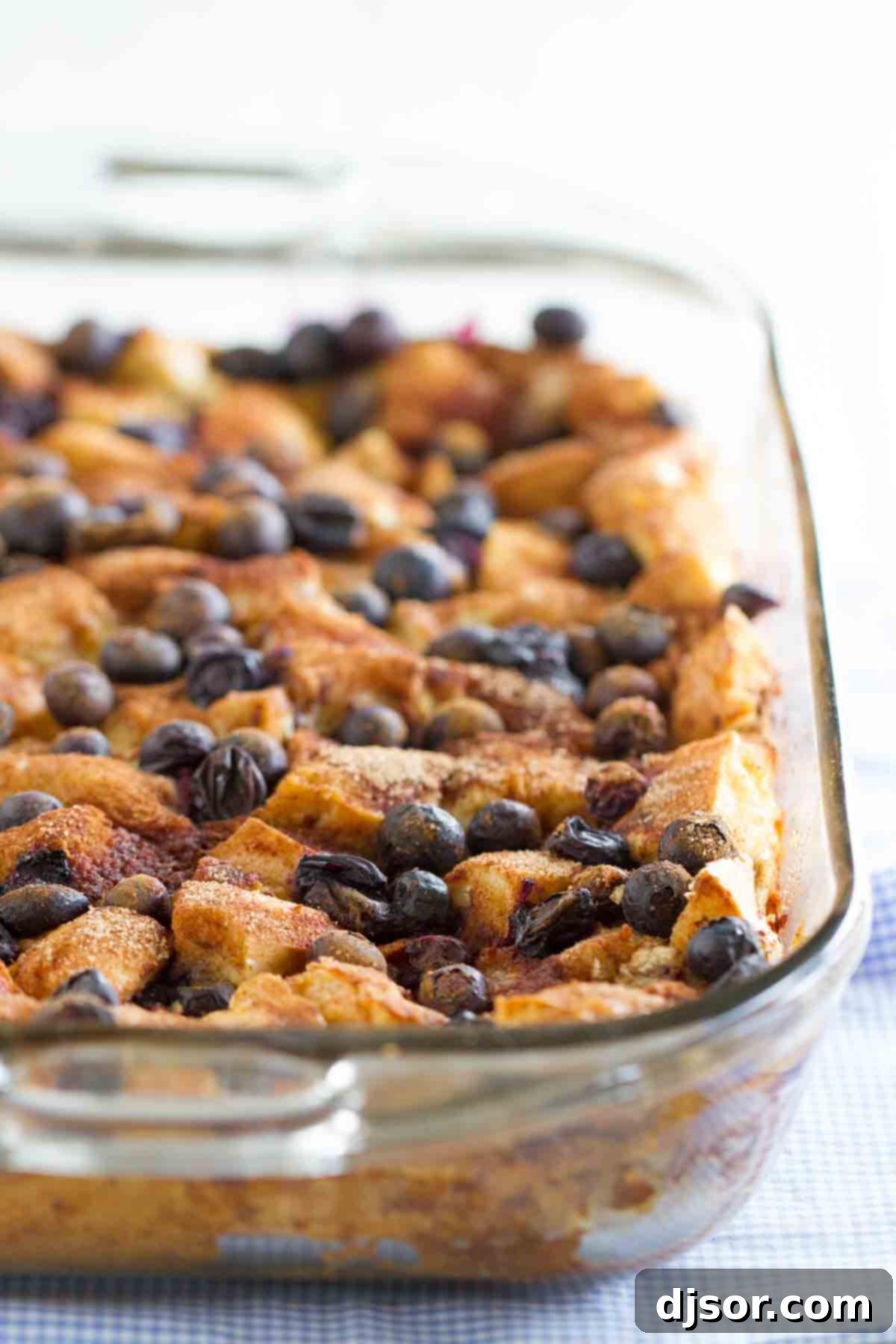 Baked Blueberry Banana French Toast 3 casserole dish of blueberry banana french toast bake