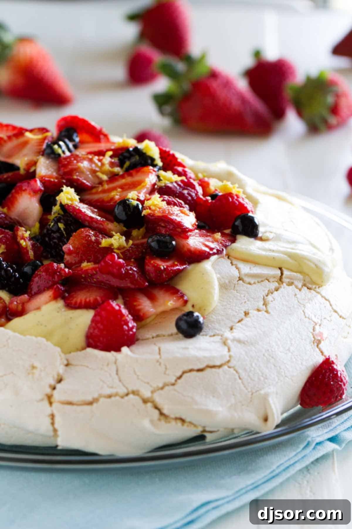 Full Pavlova Topped with Fresh Berries