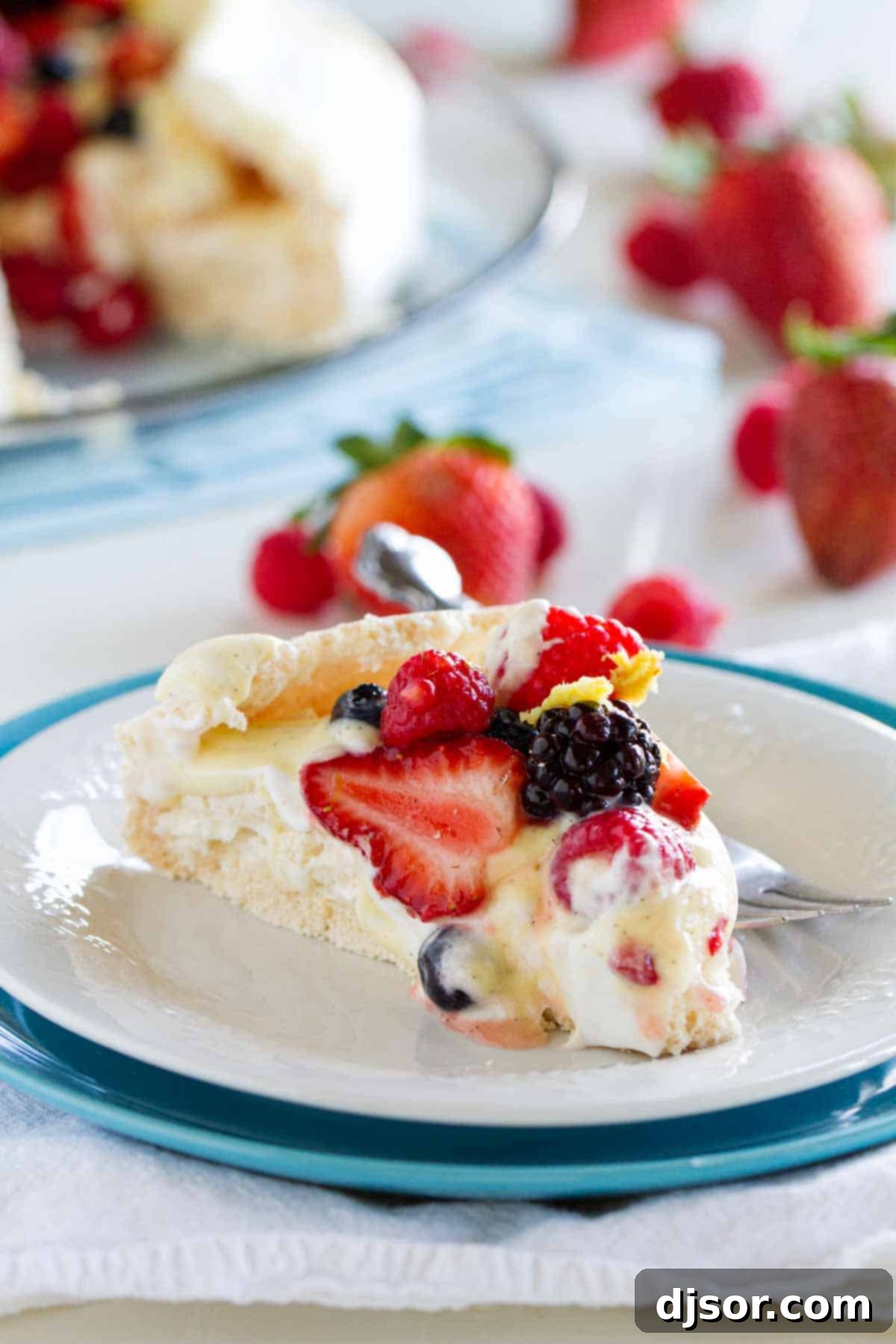 Slice of Pavlova with Fresh Berries