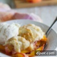 bowl with coconut and peach cobbler