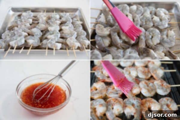 Steps to make Chili Honey Garlic Shrimp Kabobs.