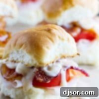 close up of Mini Kentucky Hot Brown Sandwiches