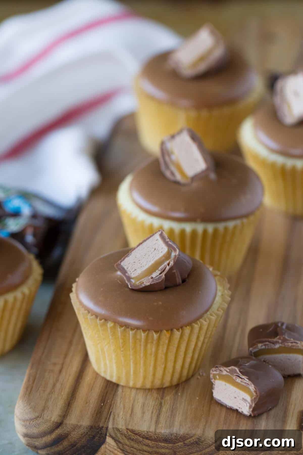 Milky Way Cupcakes with frosting made from Milky Way bars.