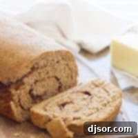 Loaf of Whole Wheat Cinnamon Swirl Bread