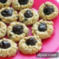Chocolate Peanut Butter Thumbprint Cookies with ganache filling