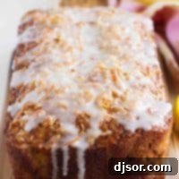 loaf of Citrus Glazed Coconut Banana Bread