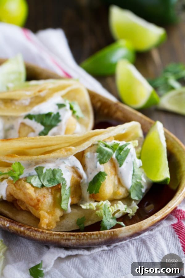 Upgrade Your Taco Night: 22 Irresistible Taco Recipes 7 A taste of San Diego, these fried fish tacos have pieces of battered, fried fish inside corn tortillas, topped with a creamy, tangy white sauce.