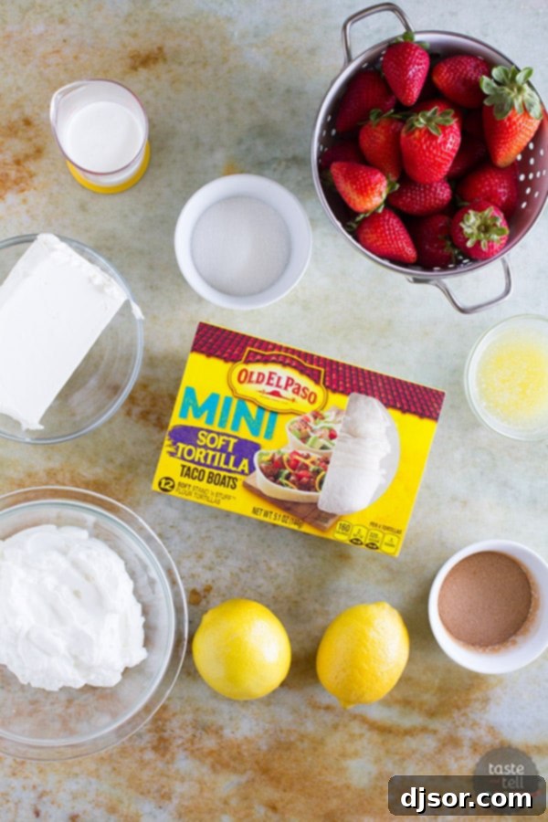 Ingredients for Lemon Cream Taco Boats