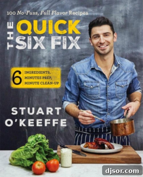 A detailed review of The Quick Six Fix cookbook by Stuart O'Keefe, featuring a recipe for Thirteen Spice Skillet Chicken Thighs with Creme Fraiche.