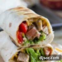 Grilled Pork Burritos cut in half and stacked