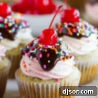 banana split cupcakes on a plate