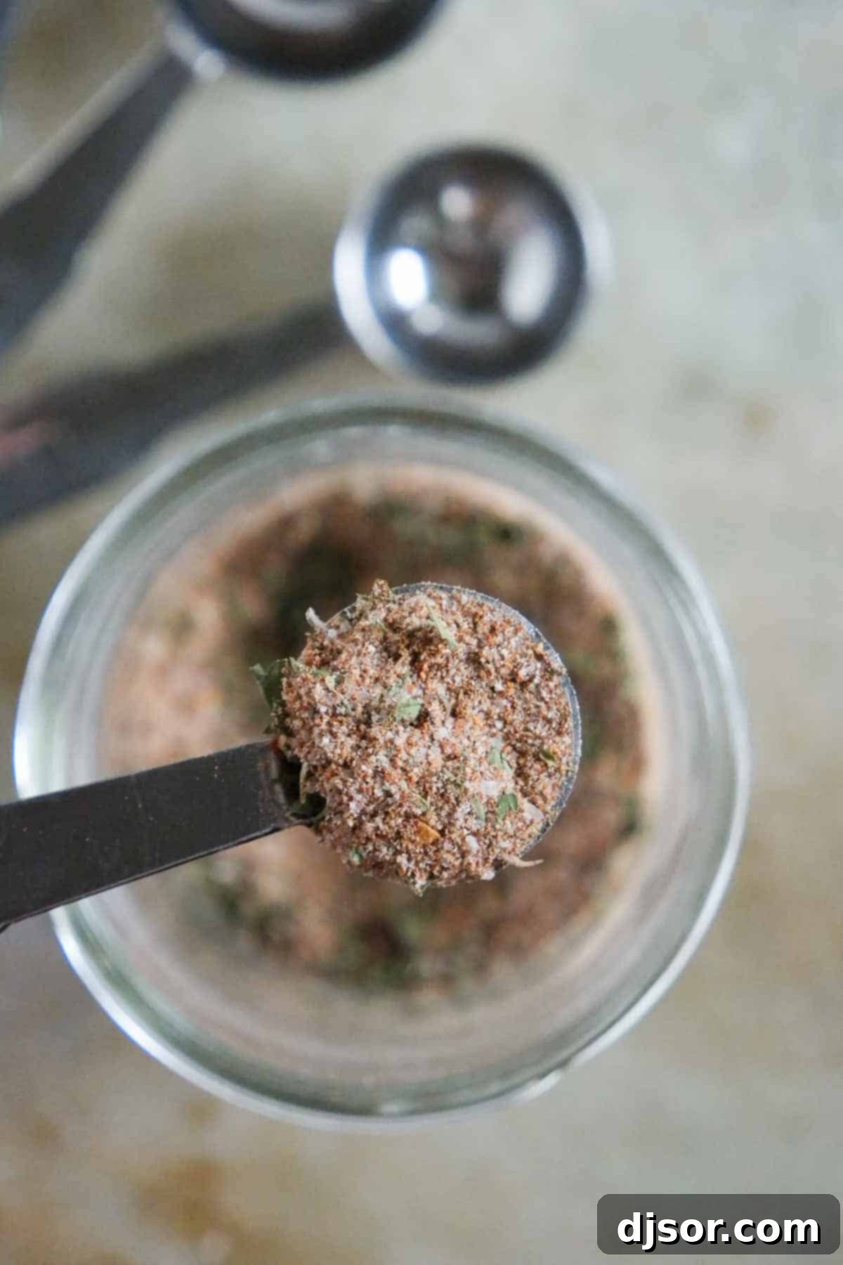 homemade Jamaican Jerk Seasoning in a teaspoon