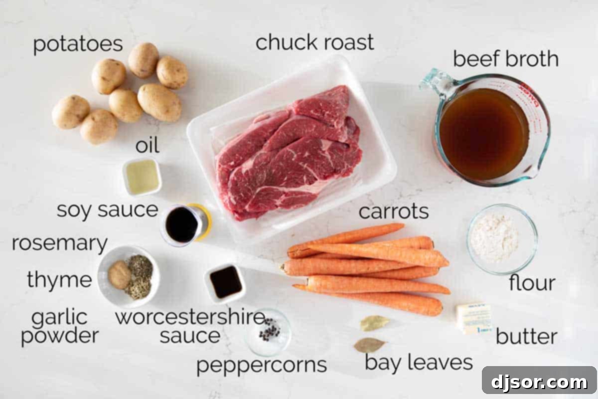 Sunday supper has never been so delicious! This Slow Cooker Pot Roast gives you perfectly tender beef, tasty (not mushy!) vegetables, and the most delicious gravy ever. ingredients needed to make slow cooker pot roast