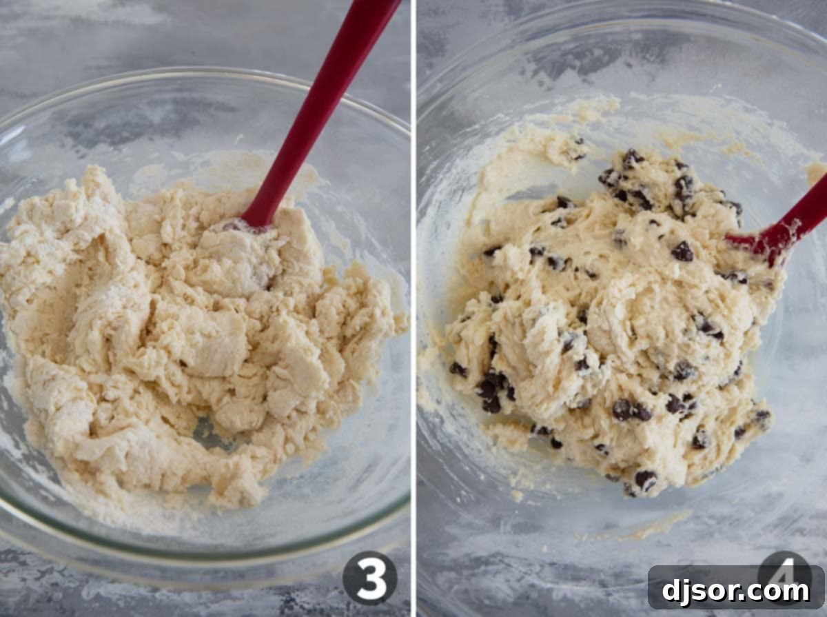 Mixing batter for Sour Cream Muffins.