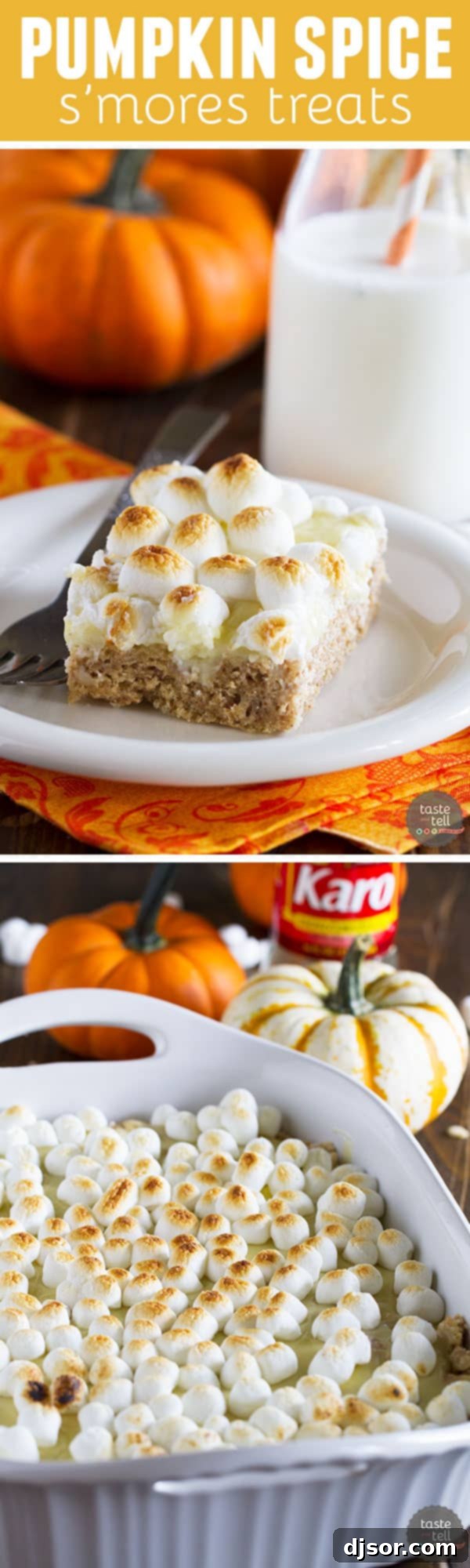 Autumn Spiced S'mores 8 A twist on a summer staple - these Pumpkin Spice S’mores Treats are filled with warm autumn spices and lots of sweet deliciousness.