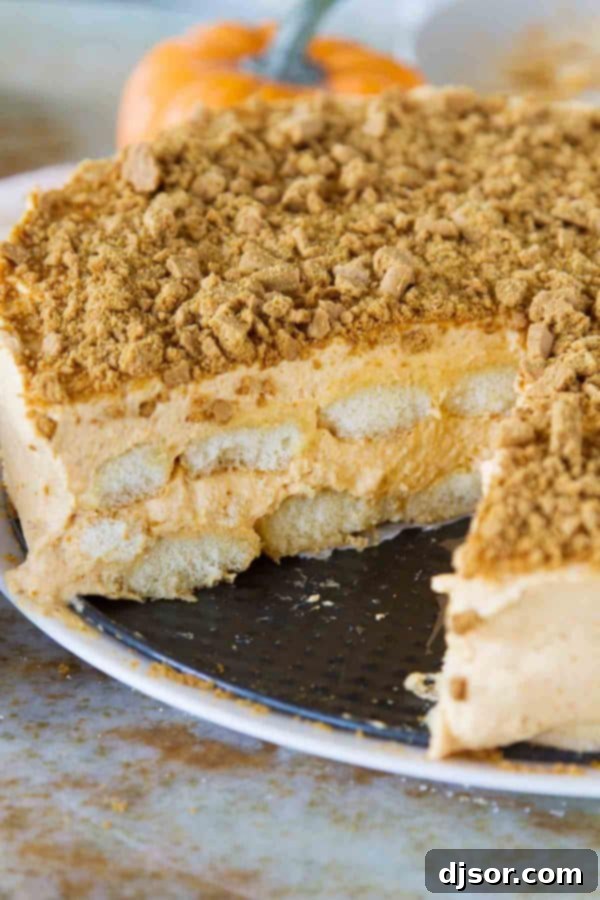 Autumn Pumpkin Delight: A Tiramisu Twist 5 So easy and family friendly, this Pumpkin Tiramisu is a fun way to change up your holiday baking. With pumpkin, apple and gingersnap flavors, you can’t go wrong!