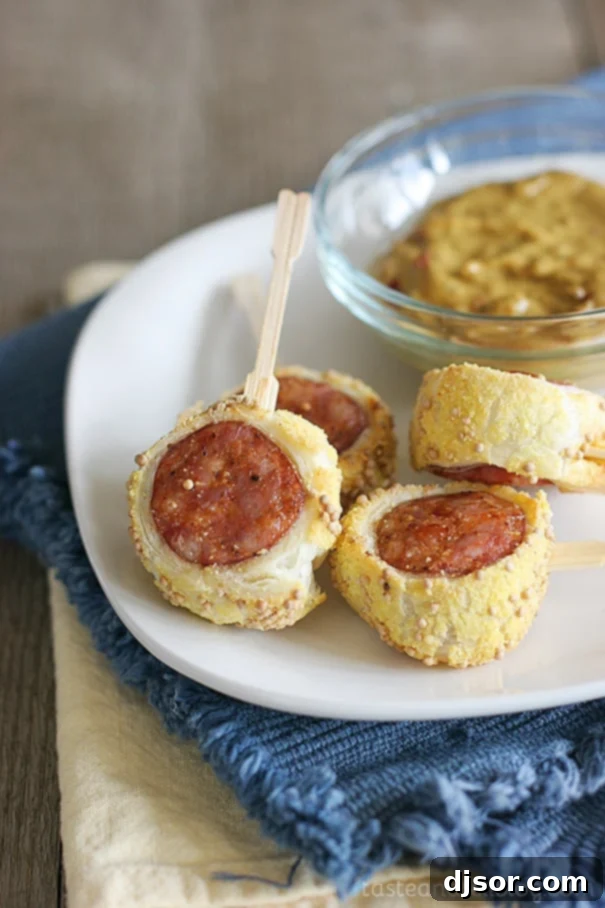 Gourmet Pigs in a Blanket Bites with Andouille Sausage and Puff Pastry