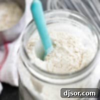 Craft Your Own Pancake Mix 2 Jar of homemade pancake mix with a blue spoon