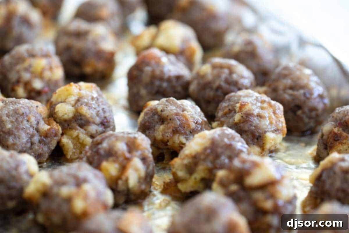 Savory Breakfast Sausage Bites 5 baked breakfast sausage meatballs