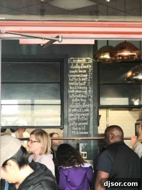 Exploring the full menu at Sidecar Doughnuts, Costa Mesa. A comprehensive view of the menu board at Sidecar Doughnuts in Costa Mesa, California, detailing all available flavors and pricing.