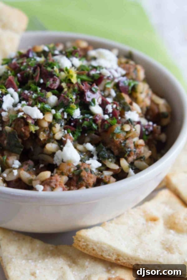 Greek Goulash topped with a Greek Gremolata