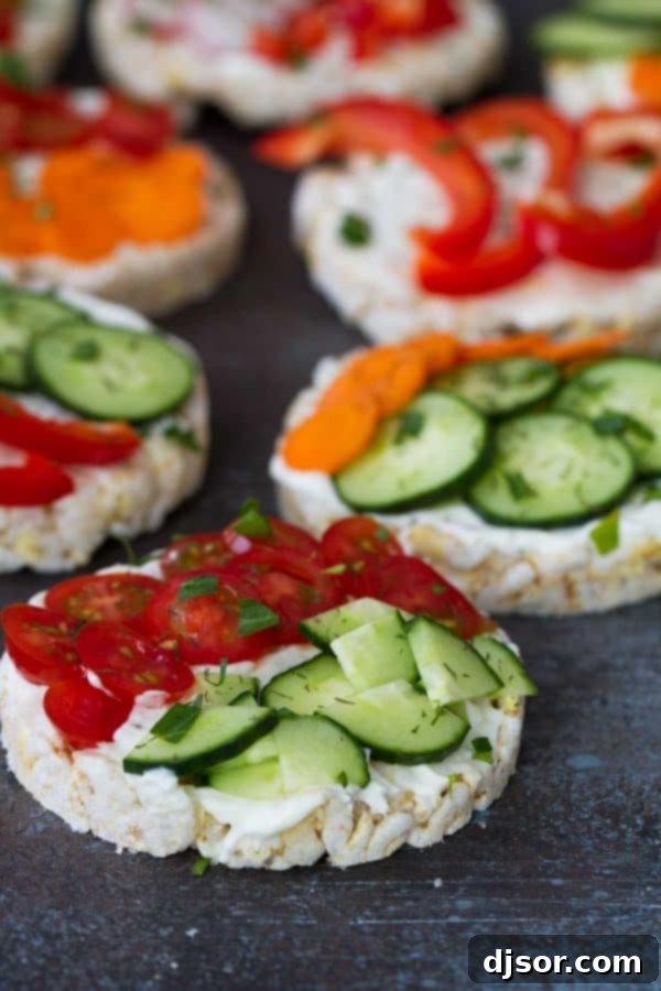 rice cake topping ideas - Ranch and Vegetable Topped Rice Cakes