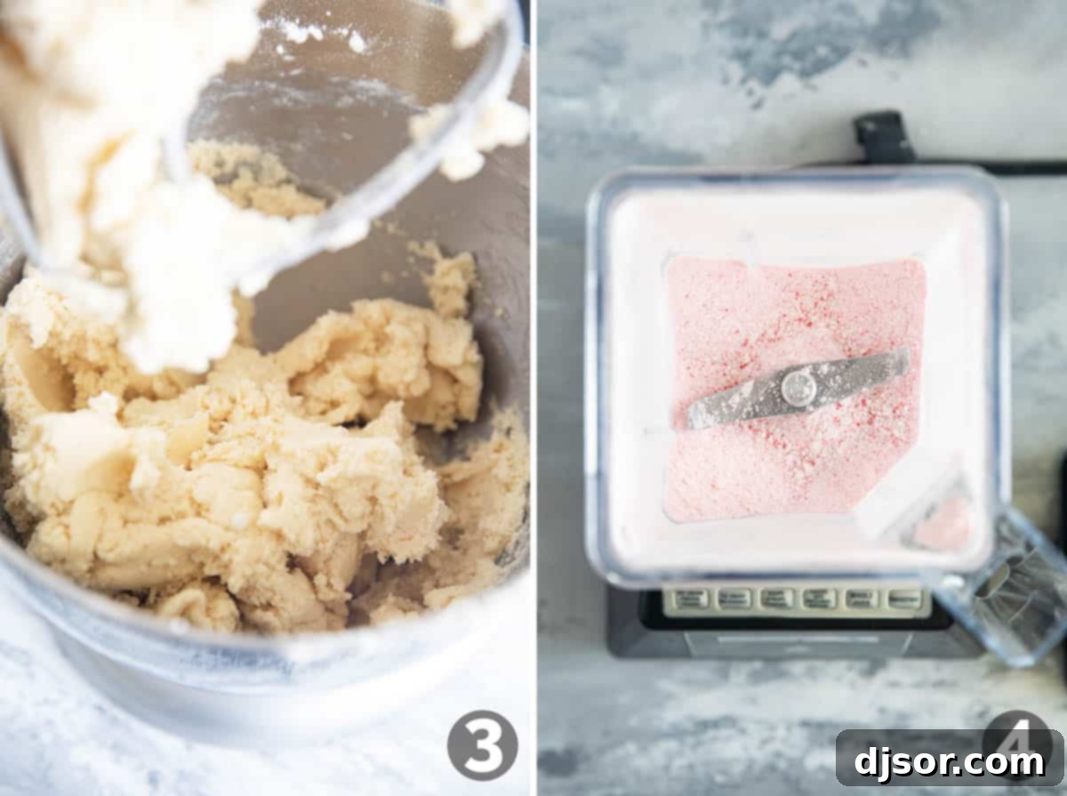 Festive Peppermint Snickerdoodles 5 Peppermint snickerdoodle dough balls and finely crushed candy canes in separate bowls.