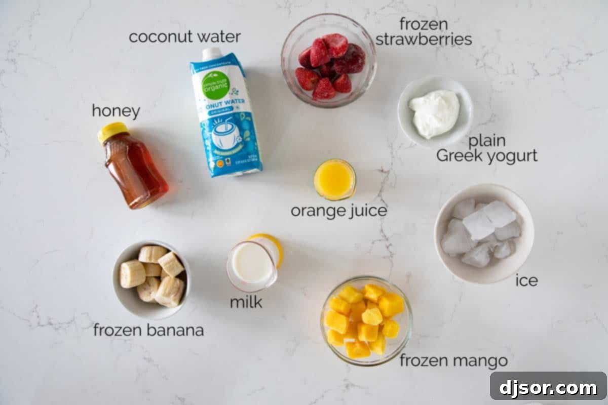 ingredients to make tropical smoothie recipe