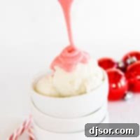 Velvety Peppermint Cloud Topping 4 Drizzling peppermint marshmallow sauce over a scoop of vanilla ice cream.