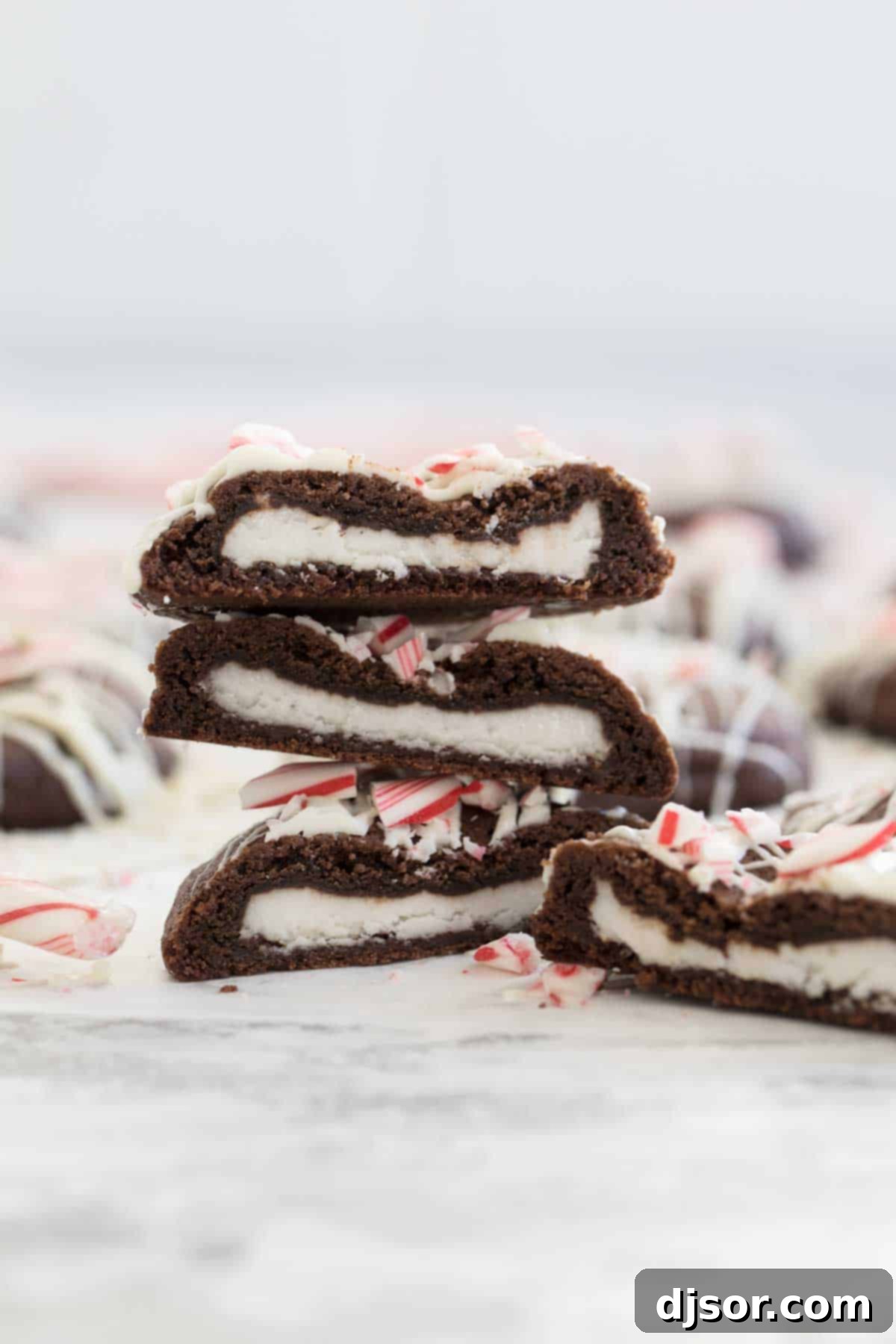Chocolate Peppermint Cookies stuffed with peppermint patties