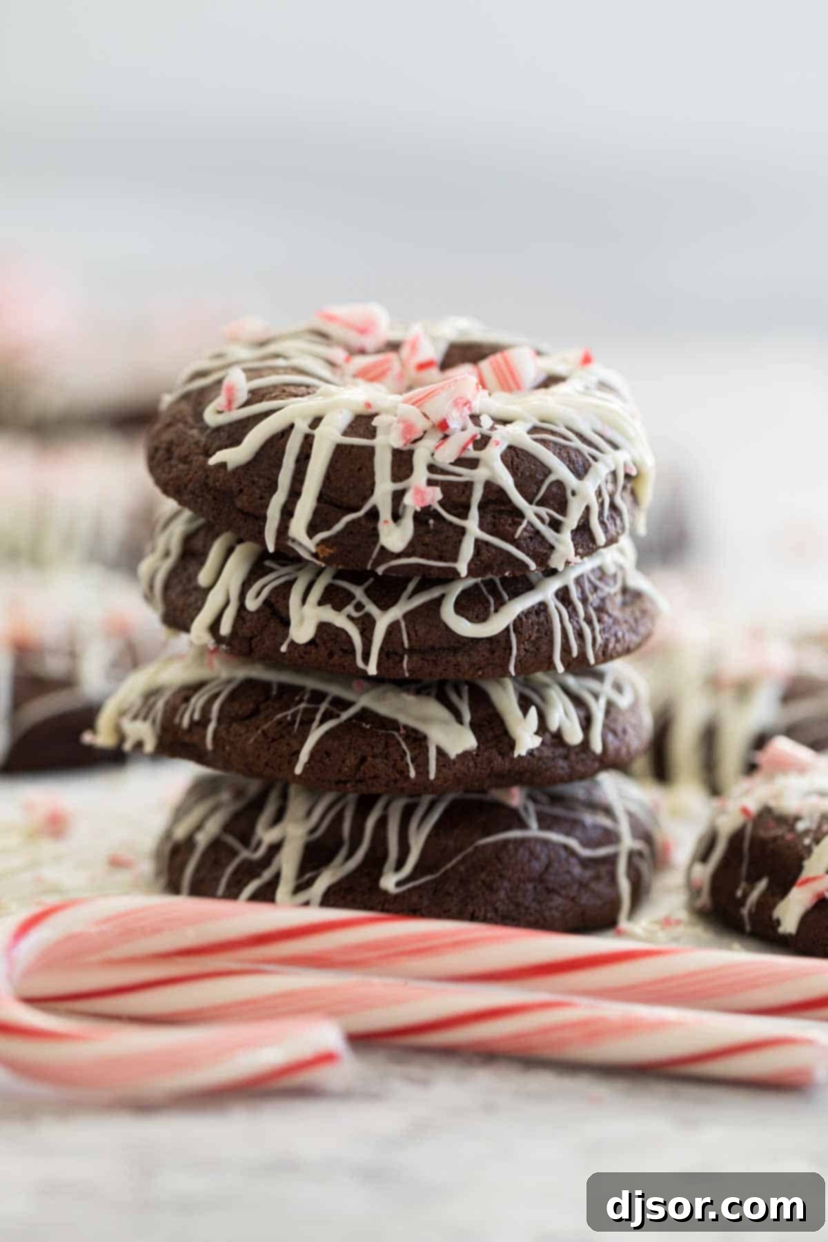 Stack of Chocolate Peppermint Cookies