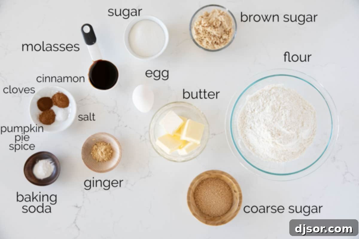 Ingredients for ginger cookies.
