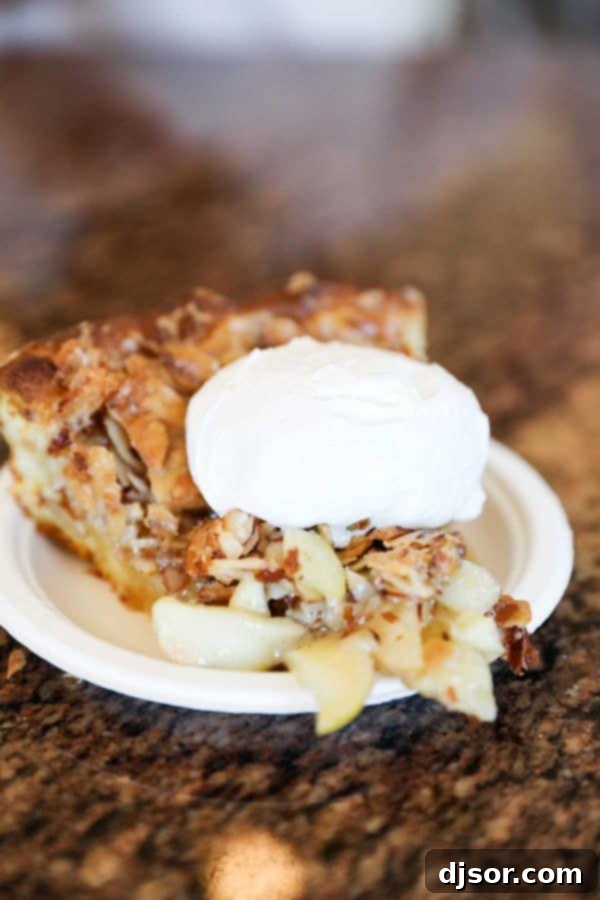 Warm Apple Tosca Pie with Whipped Cream from Belle's Bakery