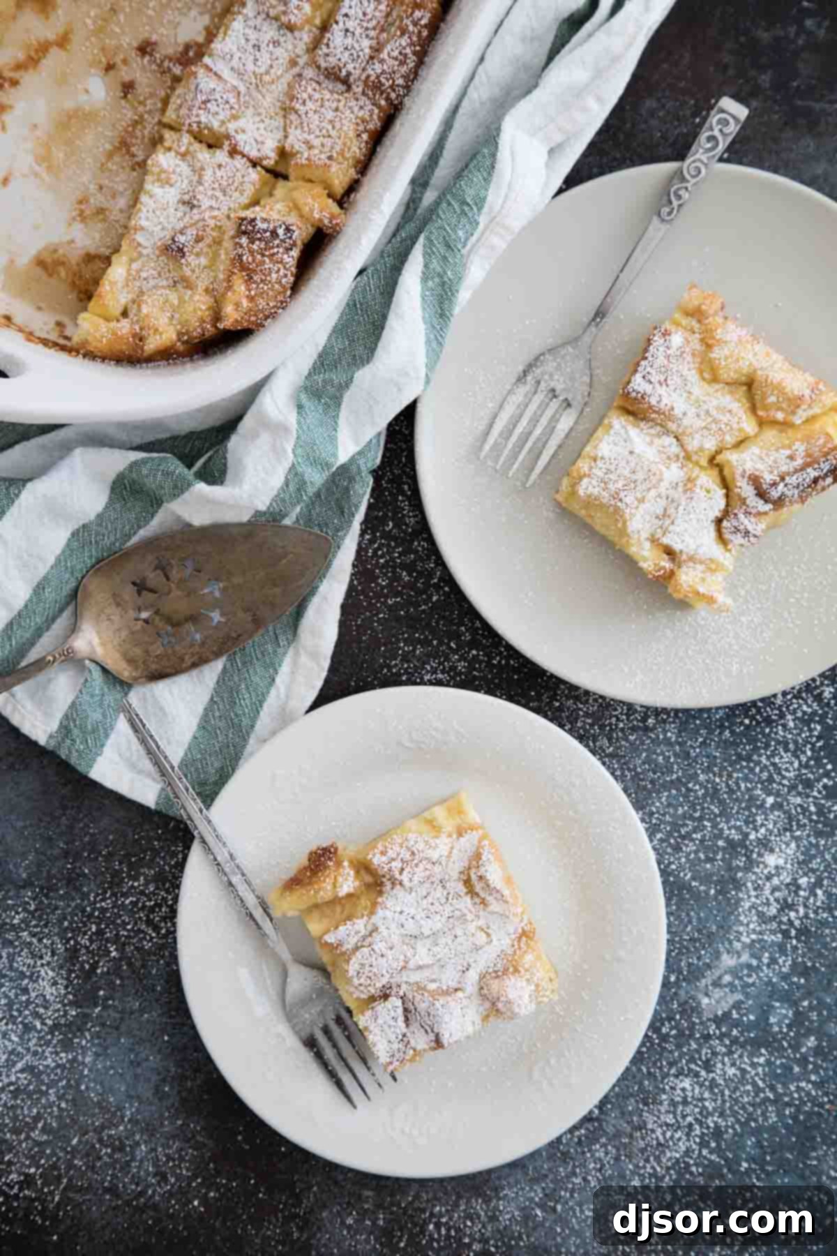 overhead view of Cream Cheese French Toast Casserole
