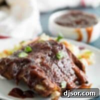 Instant pot ribs with barbecue sauce on a plate