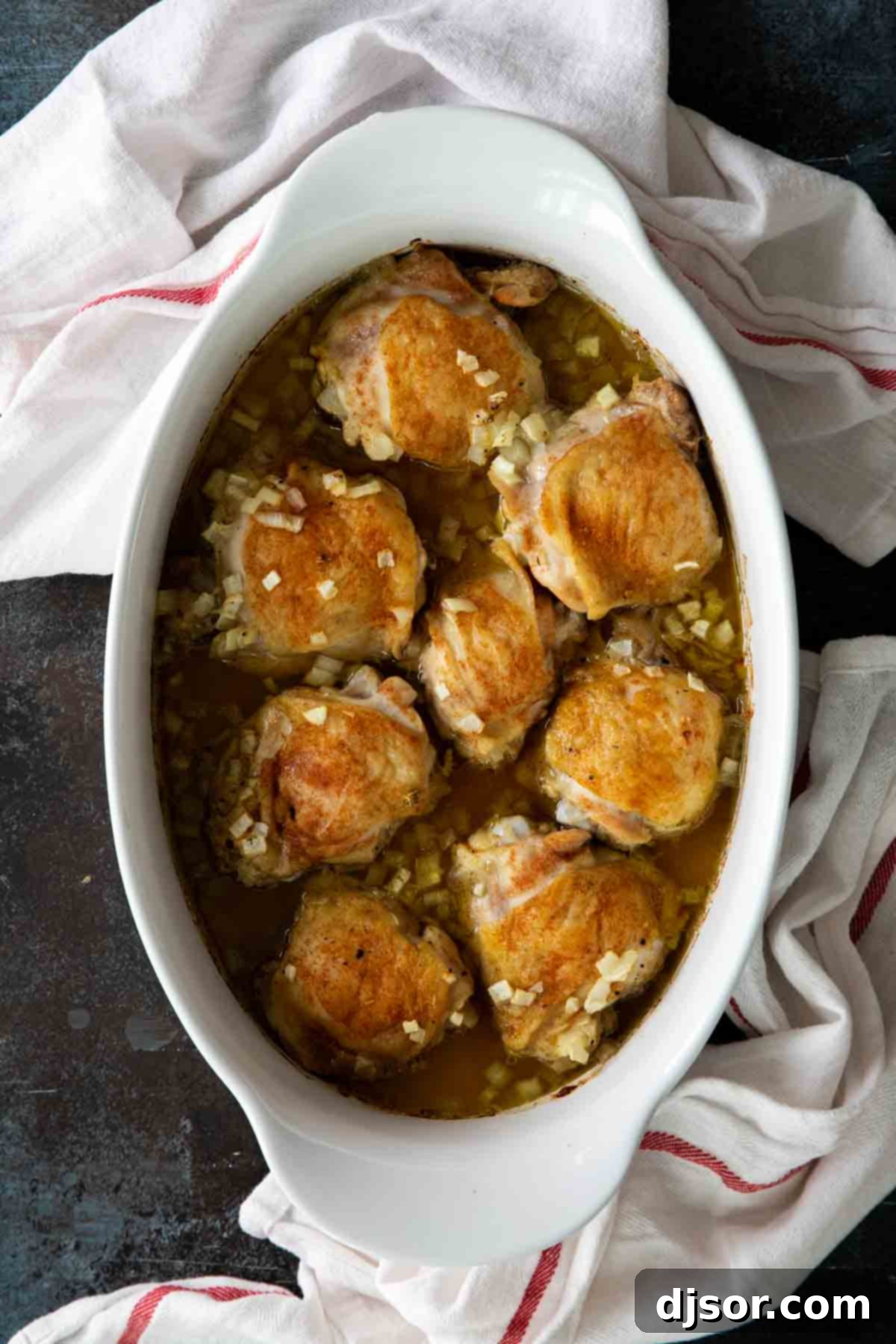 Baked Chicken Supreme in a baking dish, ready for the oven.