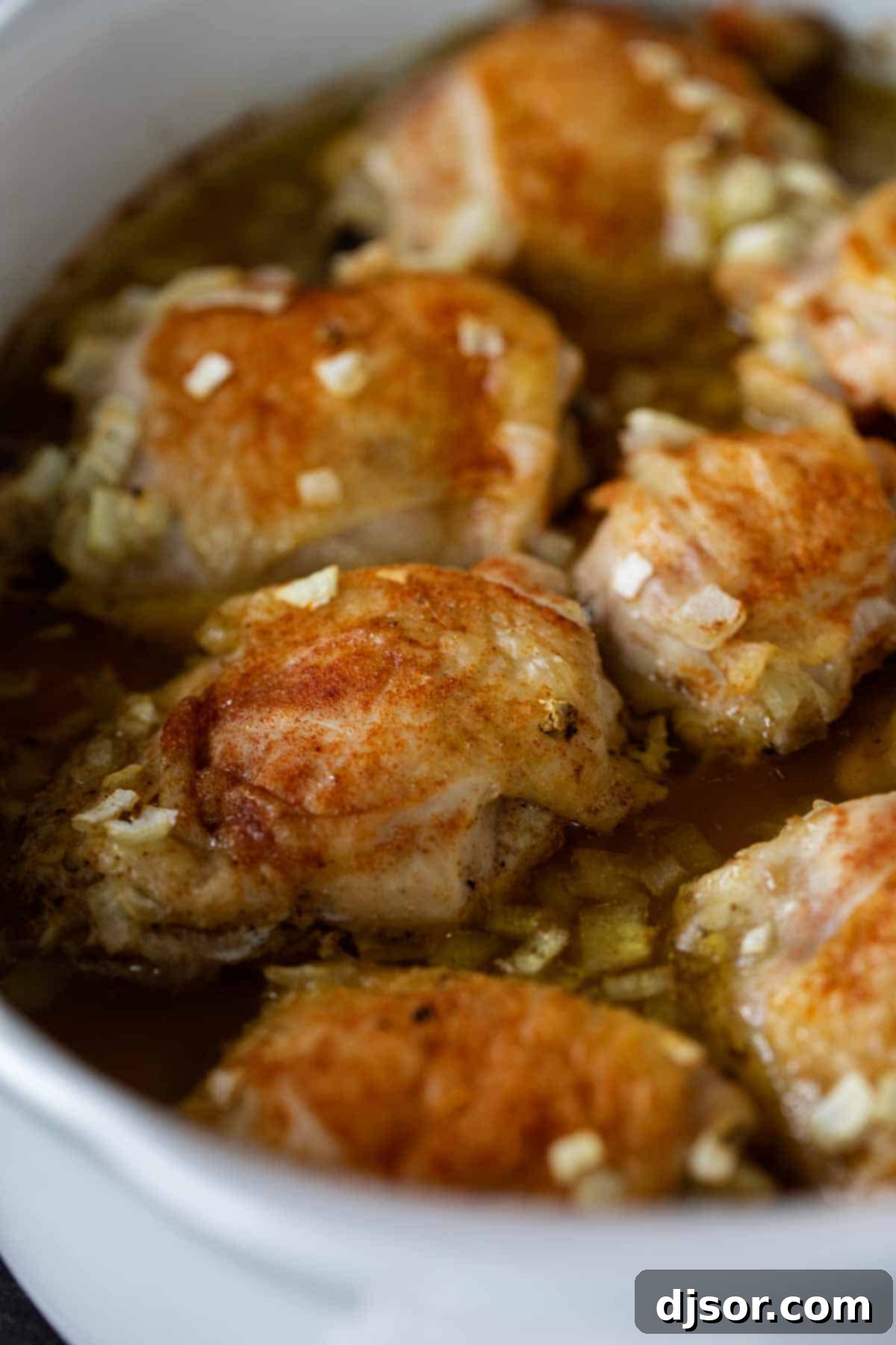 Chicken Supreme with mushroom gravy, close up shot showcasing tender chicken.