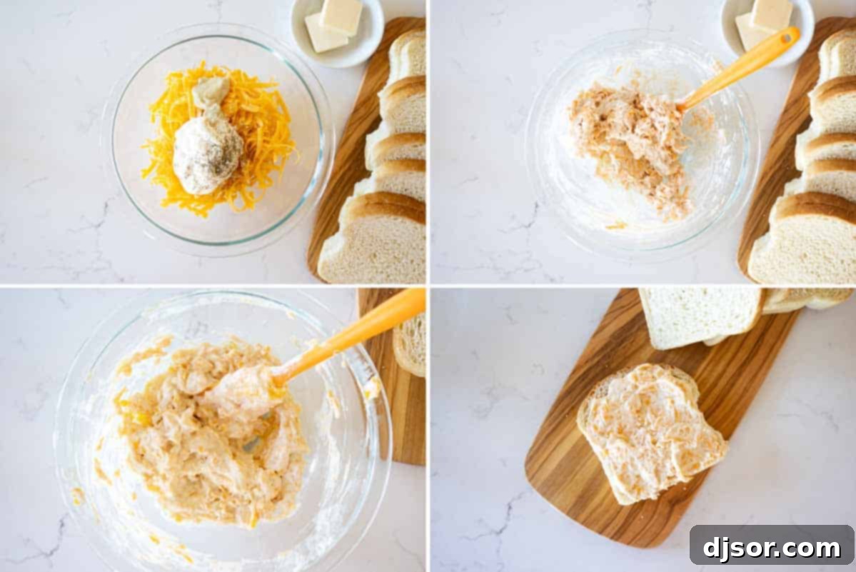 step-by-step images showing the process of making grilled cheese sandwich