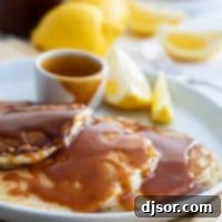 Fluffy Lemon Pancakes served with Buttermilk Syrup